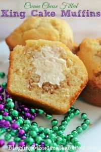 Mardi Gras Inspired Cream Cheese Filled King Cake Muffins