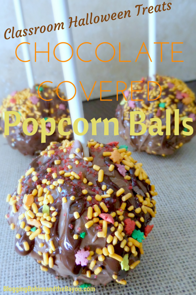Classroom Halloween Recipes-Chocolate Covered Popcorn Balls